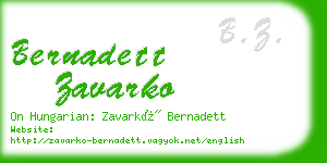 bernadett zavarko business card